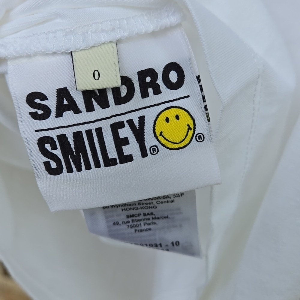Sandro Just Love White Shoulder Pad Muscle Tee Shirt Size 0 - Picture 6 of 7